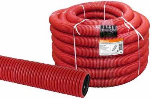 Труба гофрированная двустенная ПНД Промрукав Д=63 с протяжкой красный (100м) картинка